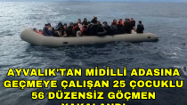 Ayvalık'tan Midilli Adasına geçmeye çalışan 25 çocuklu 56 düzensiz göçmen yakalandı - haberi
